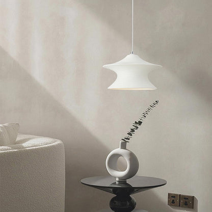 Pendant light, minimalist Wabi-Sabi swirl resin, white/beige 4
