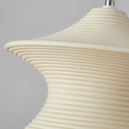 Pendant light, minimalist Wabi-Sabi swirl resin, white/beige 6