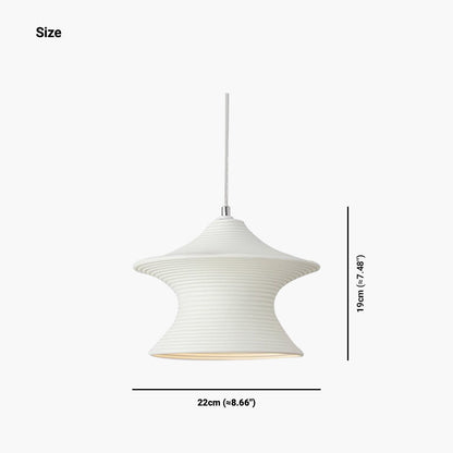 Pendant light, minimalist Wabi-Sabi swirl resin, white/beige 7