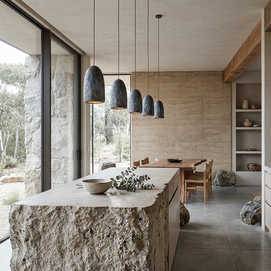 Elara Haus Kintsugi Obelisk – Architectural Mineral Wabi-Sabi Long Pendant