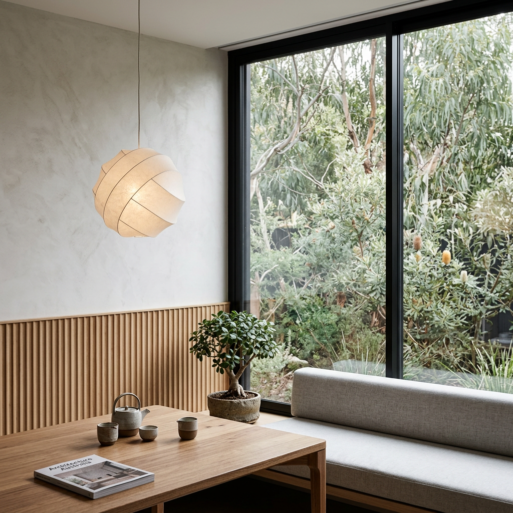 Elara Haus Kintsugi Orb – Architectural Silk-Wrapped Japandi Pendant