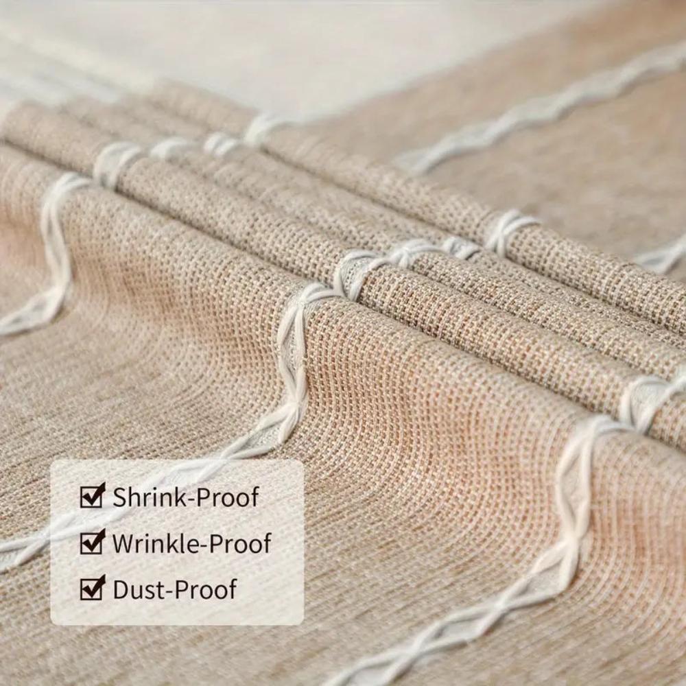 Distressed linen tablecloth with a Kintsugi architectural design