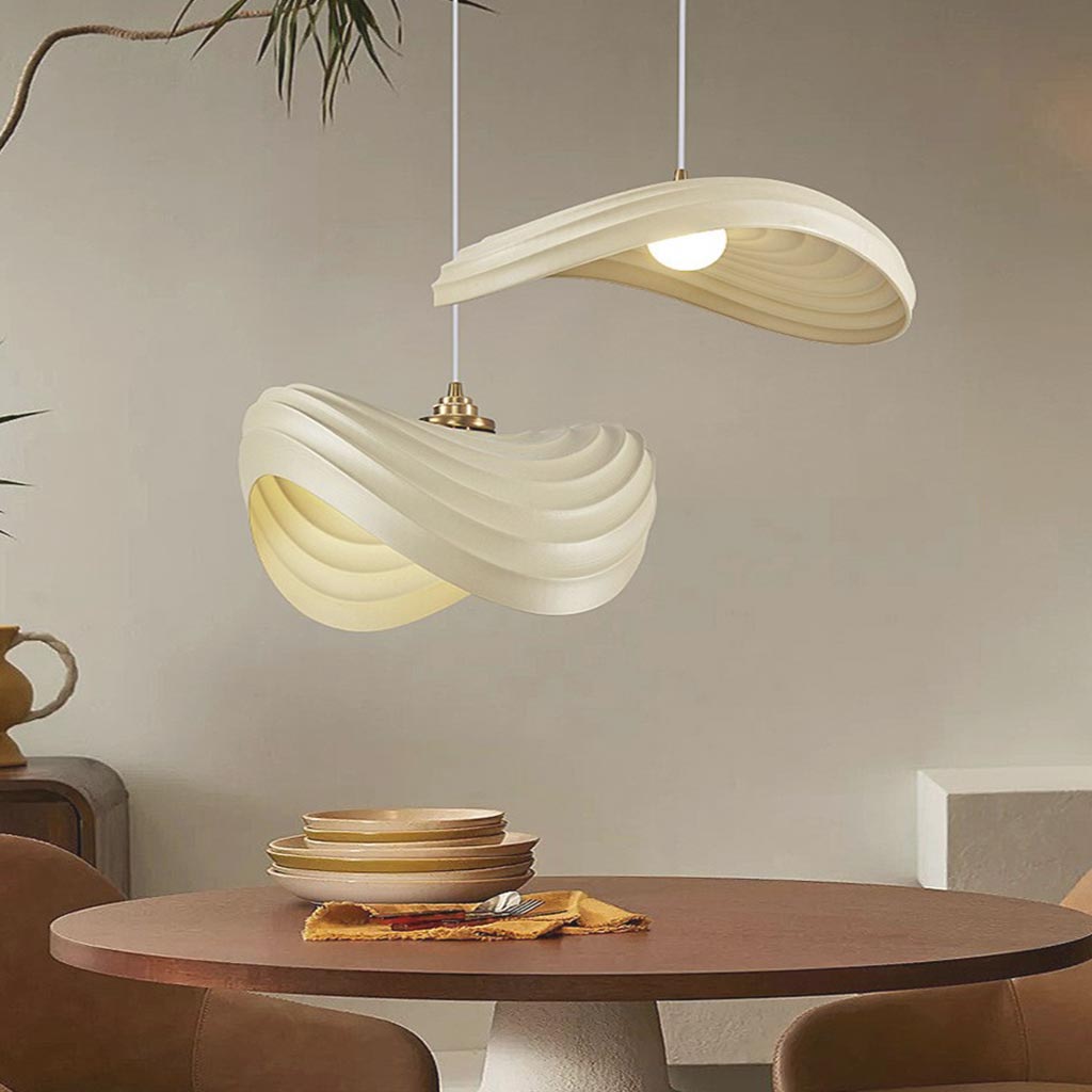 Pendant lamp, unique Wabi-Sabi cream colored, resin 3