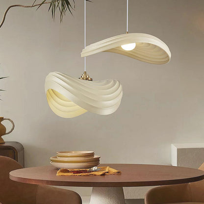 Pendant lamp, unique Wabi-Sabi cream colored, resin 3