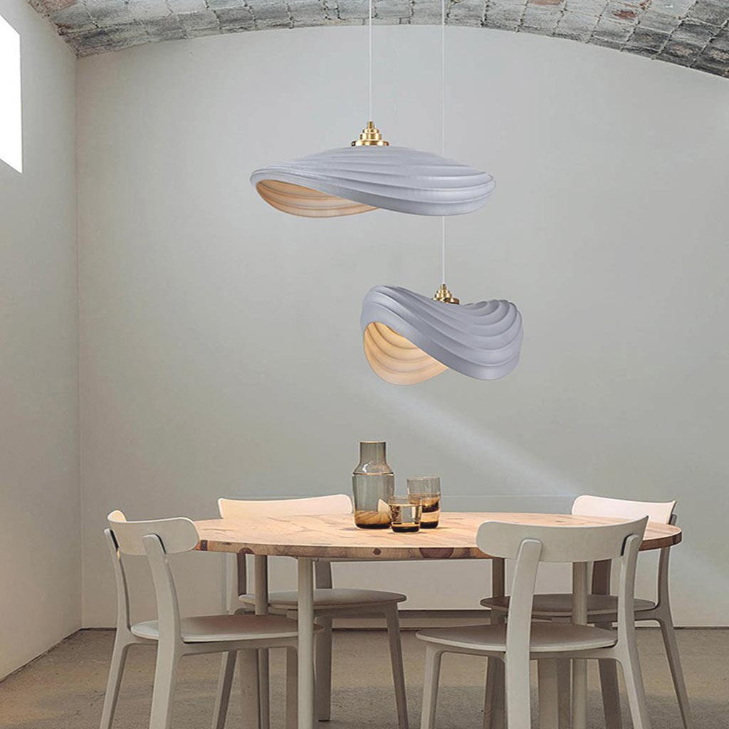 Pendant lamp, unique Wabi-Sabi cream colored, resin 4