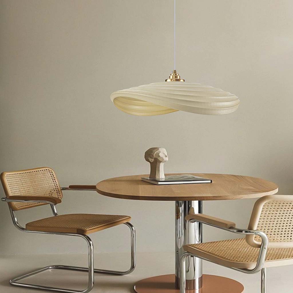 Pendant lamp, unique Wabi-Sabi cream colored, resin 5