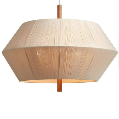 Japandi Totora Rope Wrapped Oak Pendant Light 0