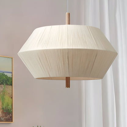Japandi Totora Rope Wrapped Oak Pendant Light 4