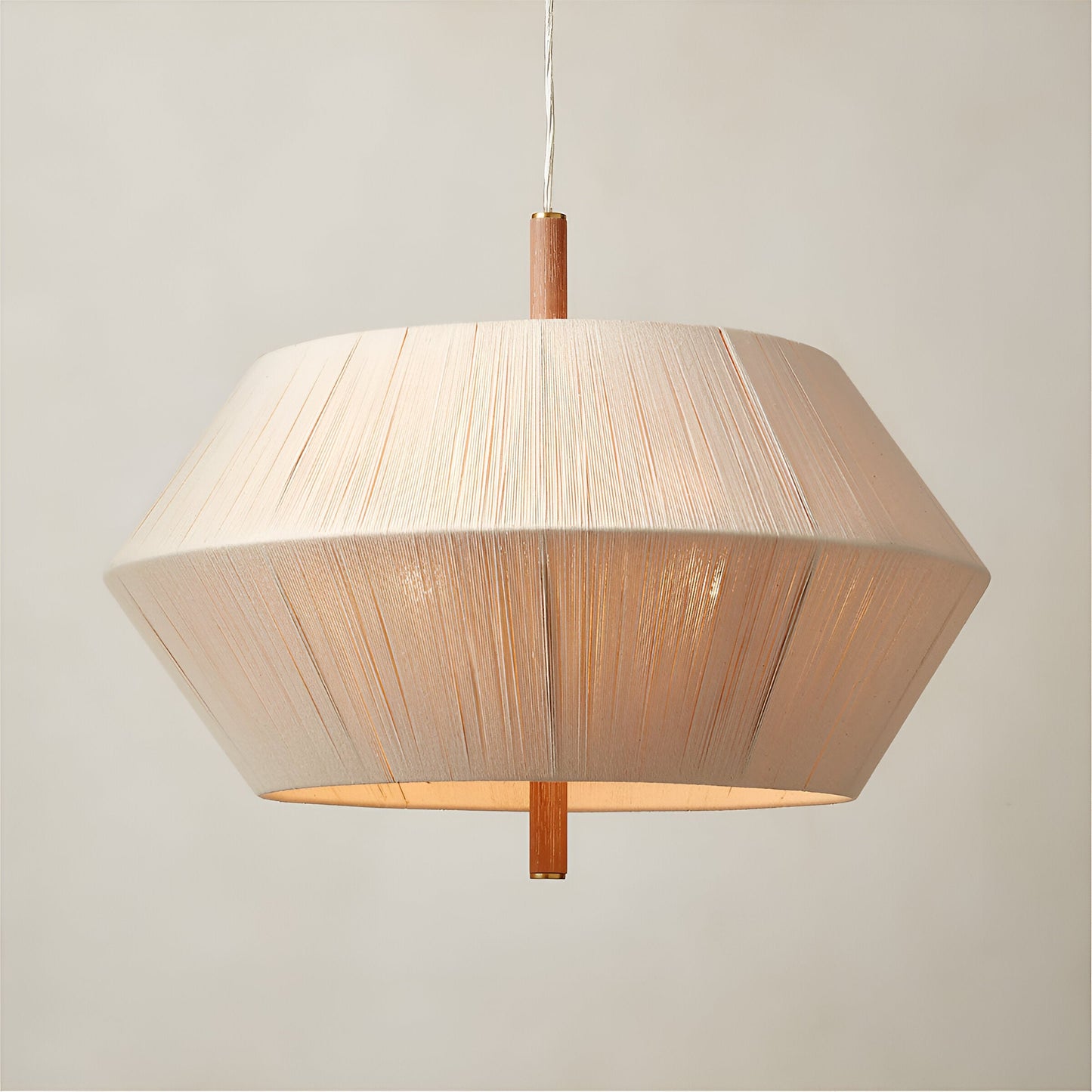 Japandi Totora Rope Wrapped Oak Pendant Light 6