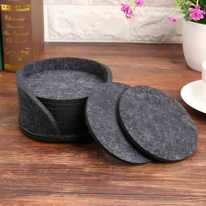 Japandi-inspired felt coaster set with a Kintsugi Strata design