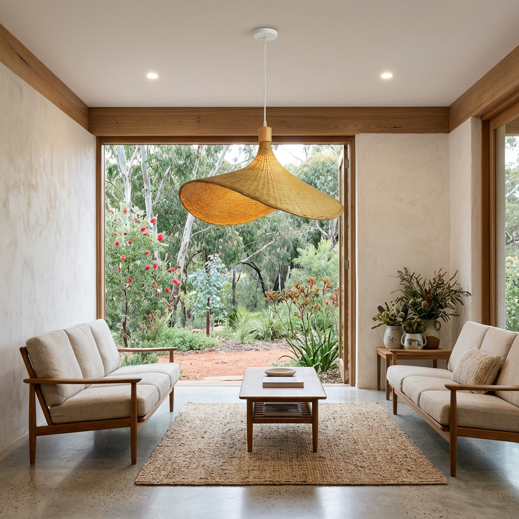 Elara Haus Kintsugi Wave – Architectural Undulating Rattan Pendant
