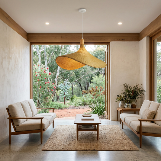 Elara Haus Kintsugi Wave – Architectural Undulating Rattan Pendant