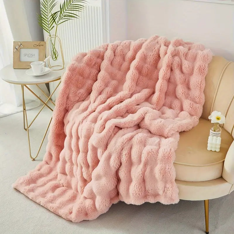 Elara Haus Luxury Rabbit Faux Fur Throw - Ultra Plush Blanket