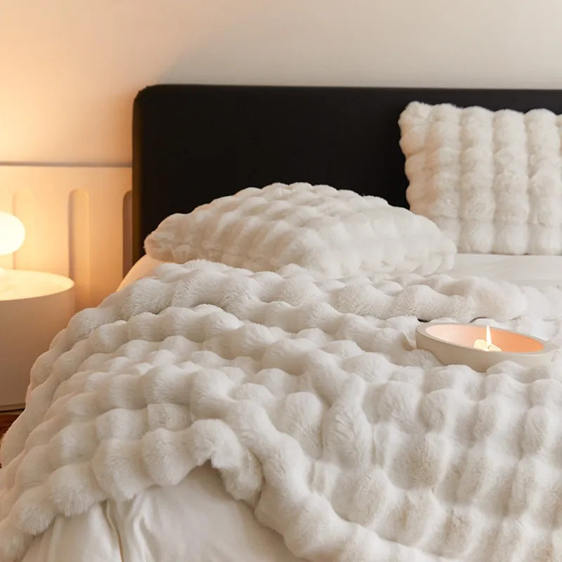 Elara Haus Luxury Rabbit Faux Fur Throw - Ultra Plush Blanket