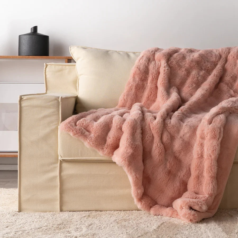 Elara Haus Luxury Rabbit Faux Fur Throw - Ultra Plush Blanket