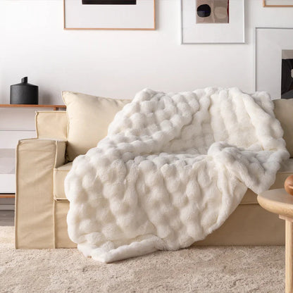 Elara Haus Luxury Rabbit Faux Fur Throw - Ultra Plush Blanket