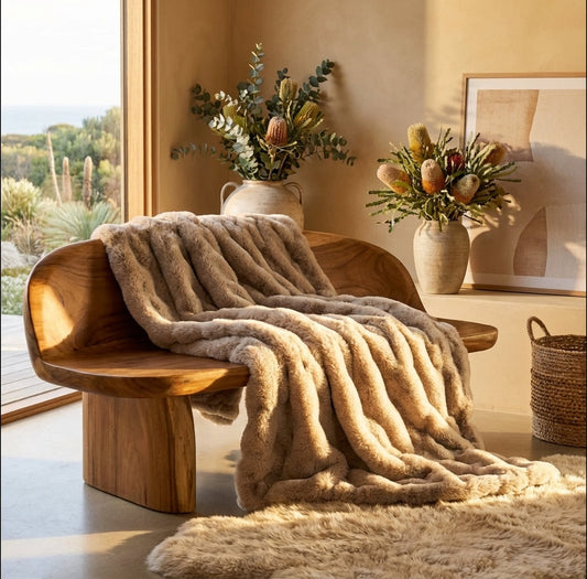 Elara Haus Luxury Rabbit Faux Fur Throw - Ultra Plush Blanket