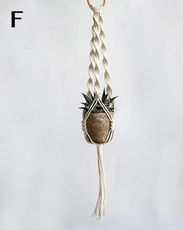 Attractive handmade woven tapestry hanging basket planter