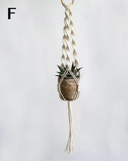 Attractive handmade woven tapestry hanging basket planter