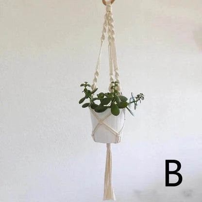 Attractive woven tapestry hanging basket planter for home decor