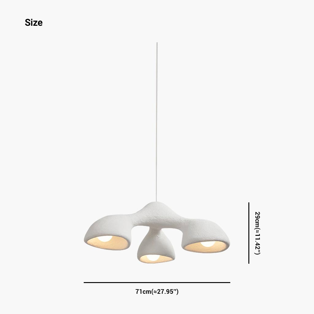 Pendant chandelier, unique Wabi-sabi irregular white, 3/7 heads 8
