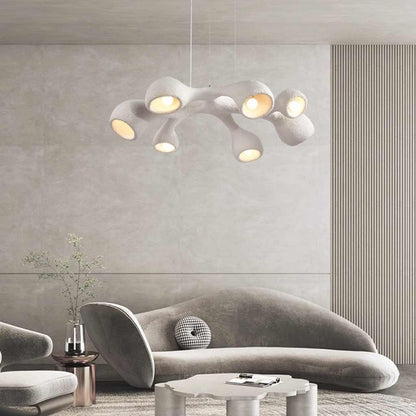 Pendant chandelier, unique Wabi-sabi irregular white, 3/7 heads 3