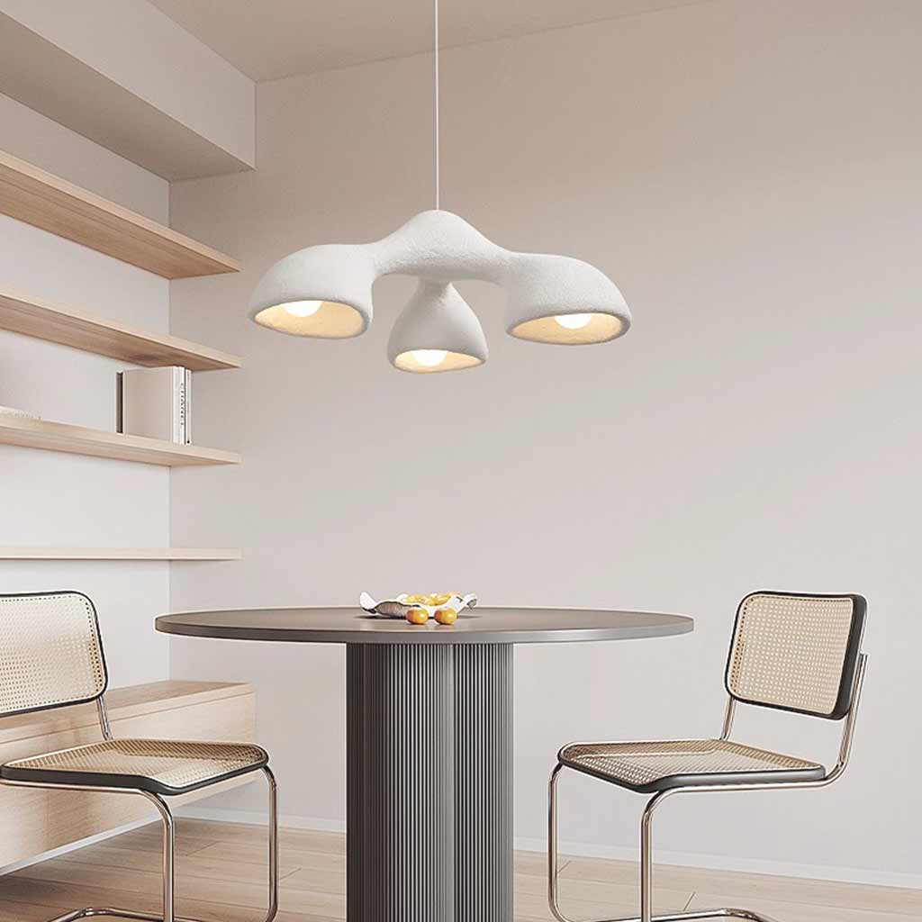 Pendant chandelier, unique Wabi-sabi irregular white, 3/7 heads 1