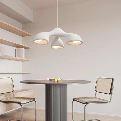 Pendant chandelier, unique Wabi-sabi irregular white, 3/7 heads 1