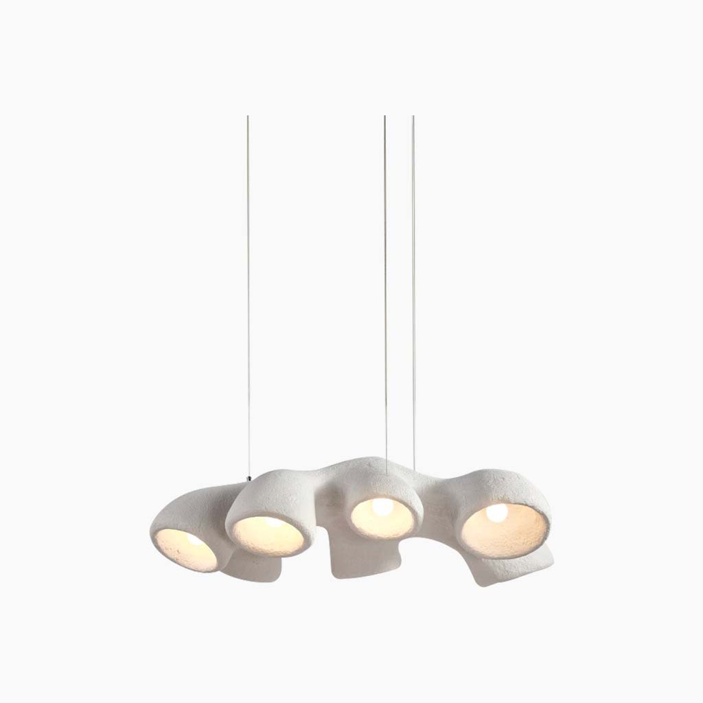 Pendant chandelier, unique Wabi-sabi irregular white, 3/7 heads 6