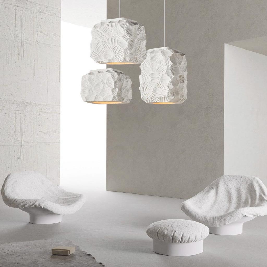 Pendant lamp Japanese Wabi-Sabi geometry cubes, white 5