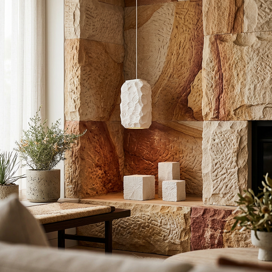 Elara Haus Modern Arid Monolith – Minimalist Chiseled-Textured Cube Light