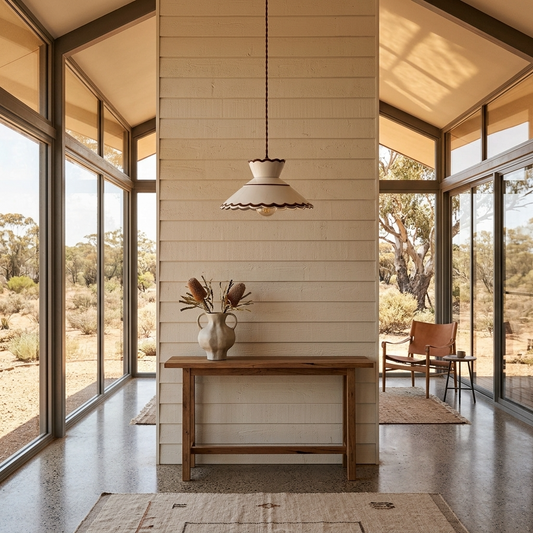 Elara Haus Modern Arid Parasol – Minimalist Scalloped-Edge Ceramic Light