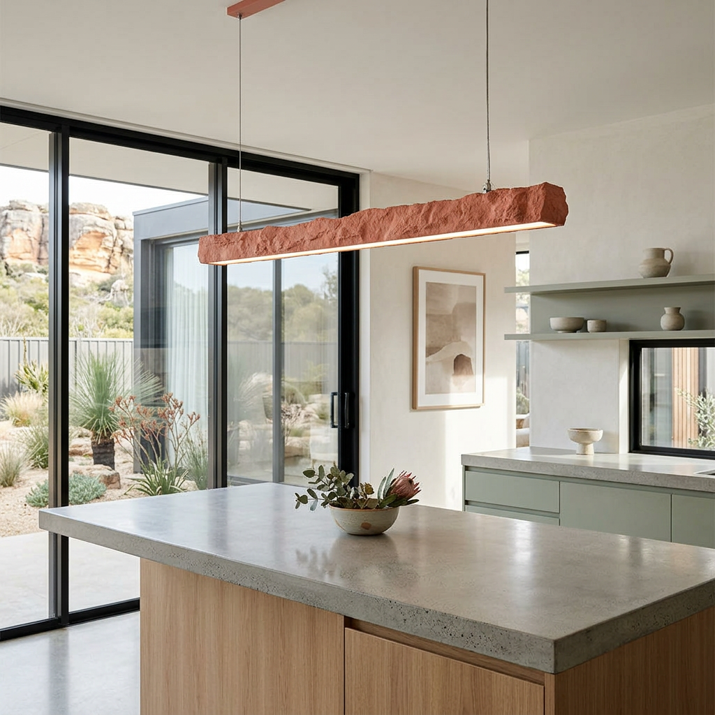 Elara Haus Modern Arid Ridge – Minimalist Stone-Textured Linear LED Light