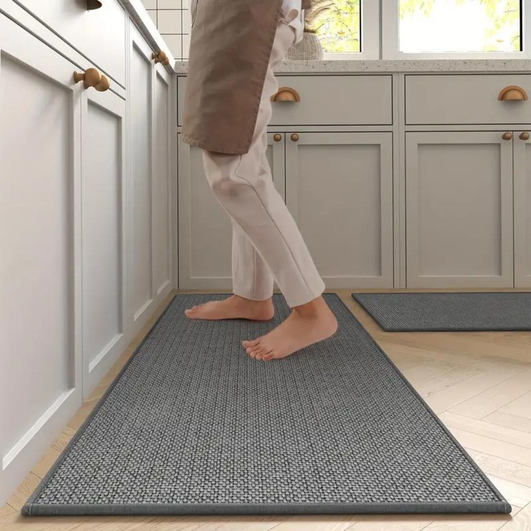 Kitchen mat set with modern minimalist arid slope design