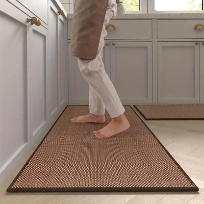 Set of kitchen mats with modern arid slope design for comfort