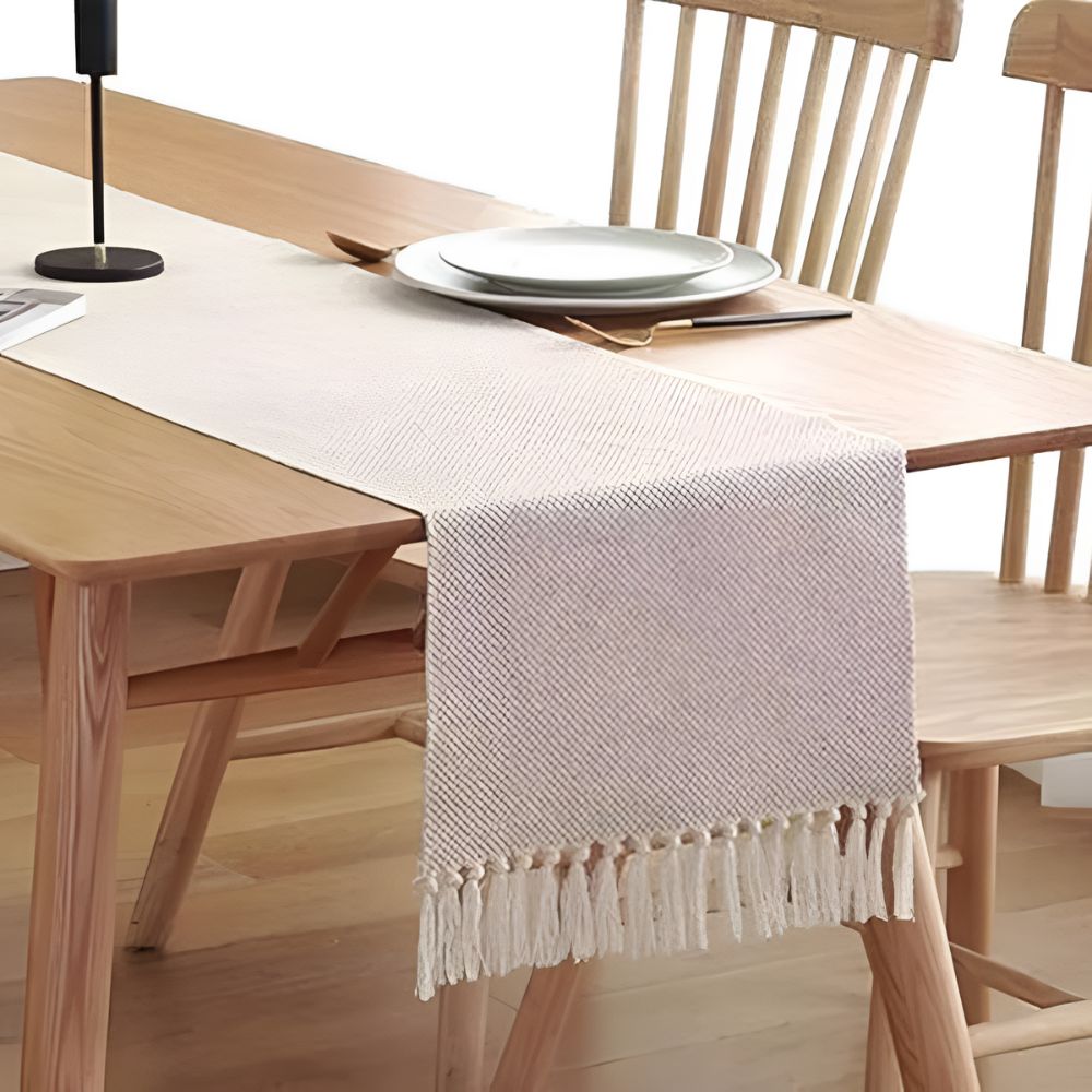 Woven table runner with bohemian style and texture