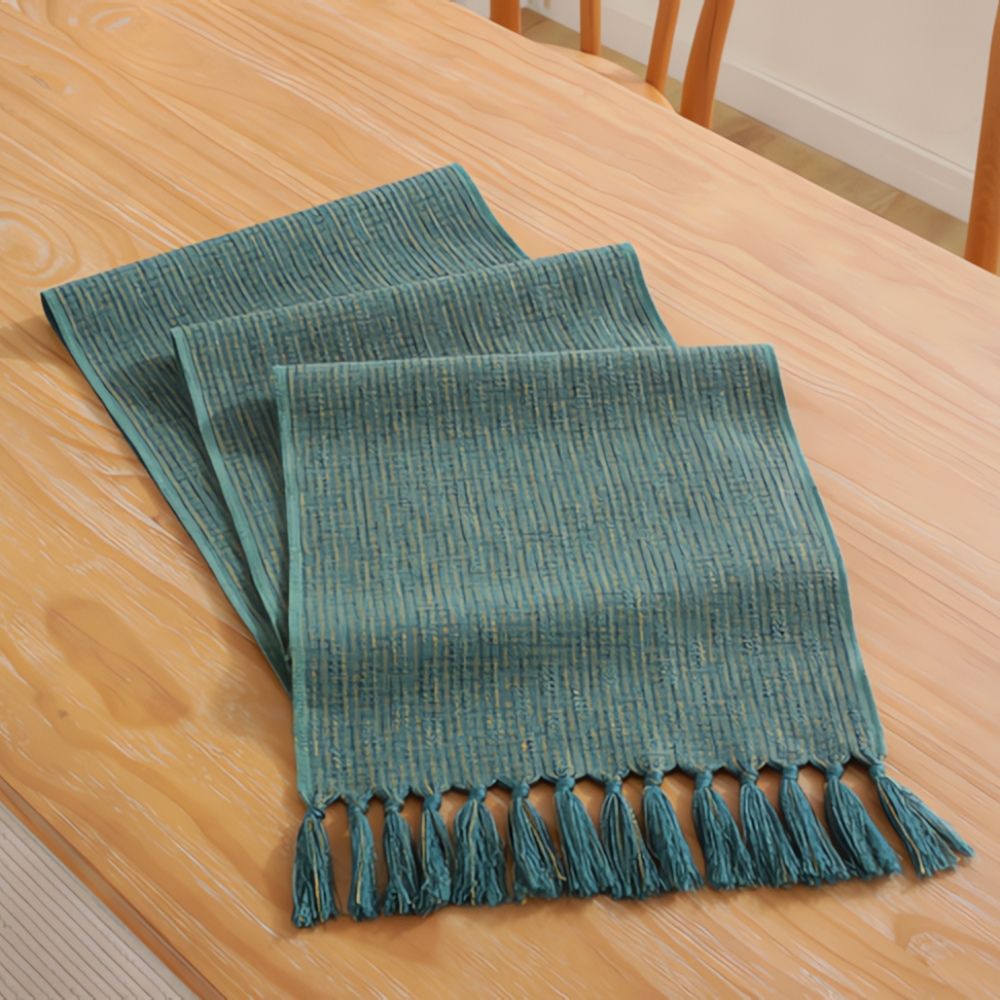 Dining table runner with bohemian woven style and design