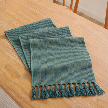 Dining table runner with bohemian woven style and design