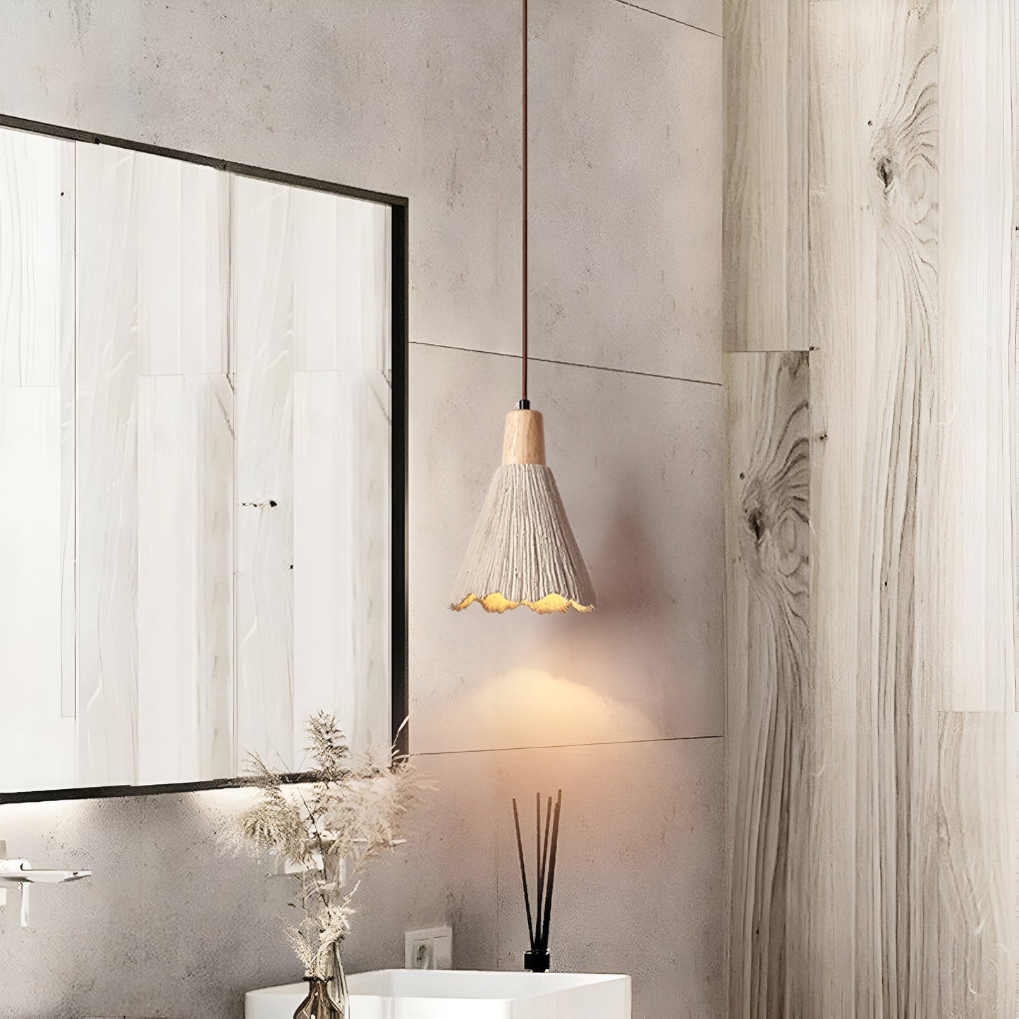 Cream Retro Wabi-Sabi LED Pendant Light 7