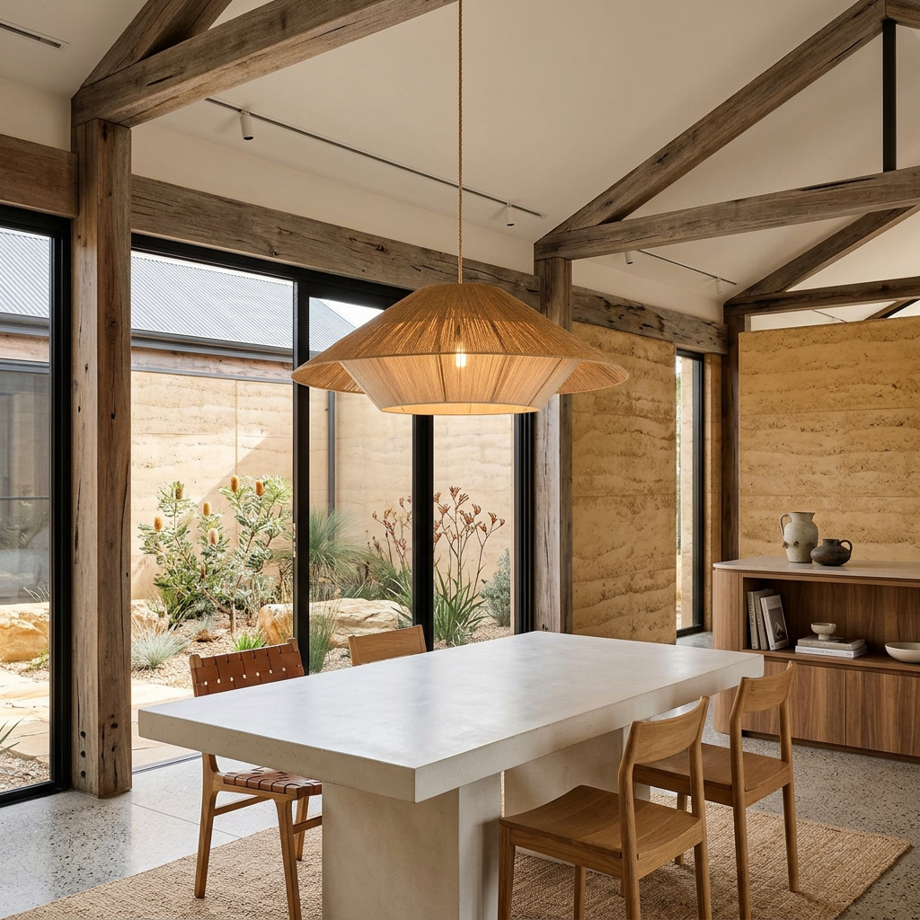 Elara Haus Modern Arid Tier – Minimalist Dual-Mantle Raffia Light