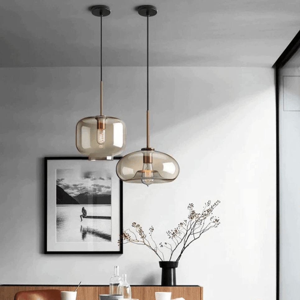 Brass & Glass Pendant Light | Modern Minimalist Ceiling Lamp 3