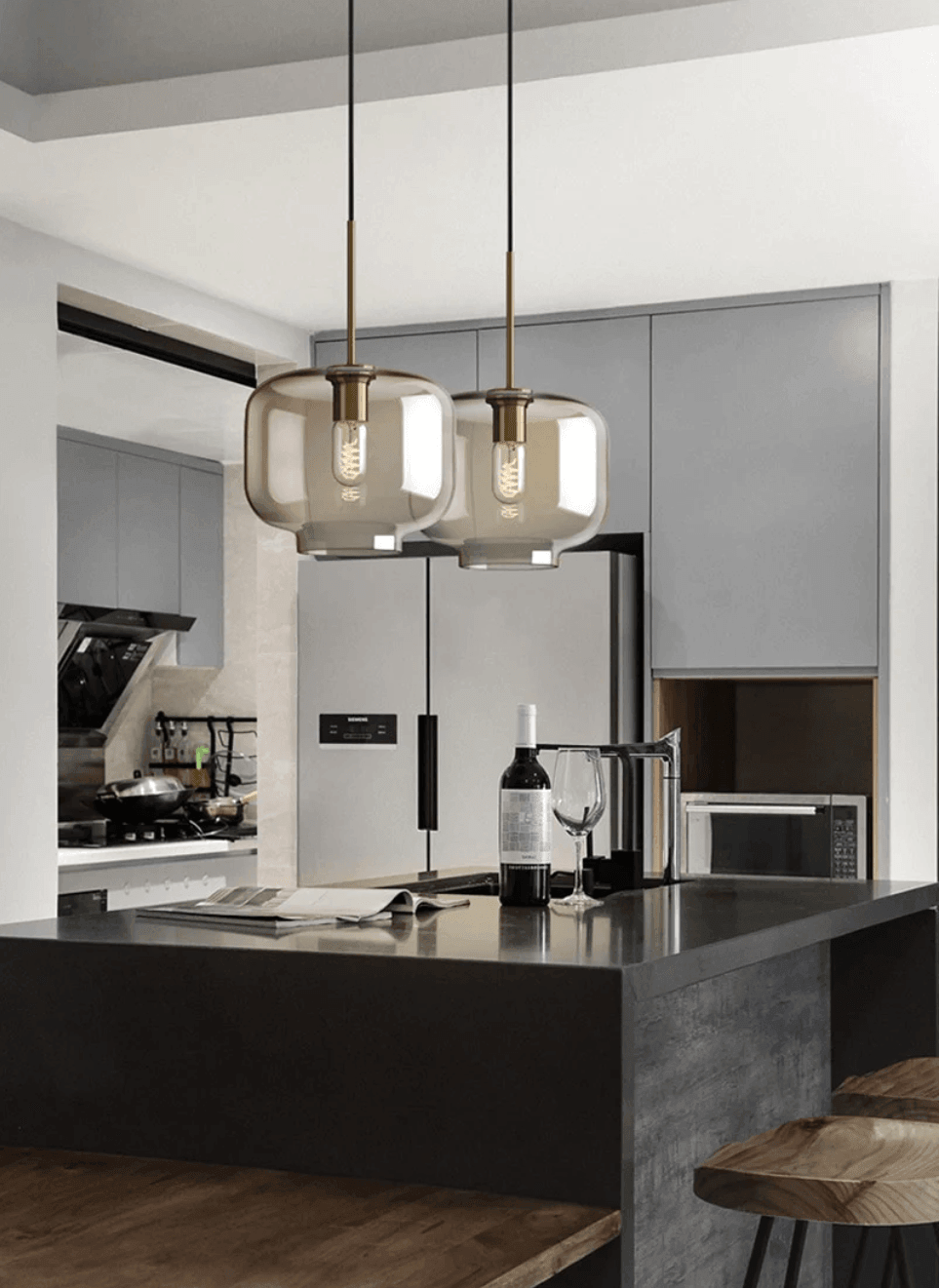 Brass & Glass Pendant Light | Modern Minimalist Ceiling Lamp 5