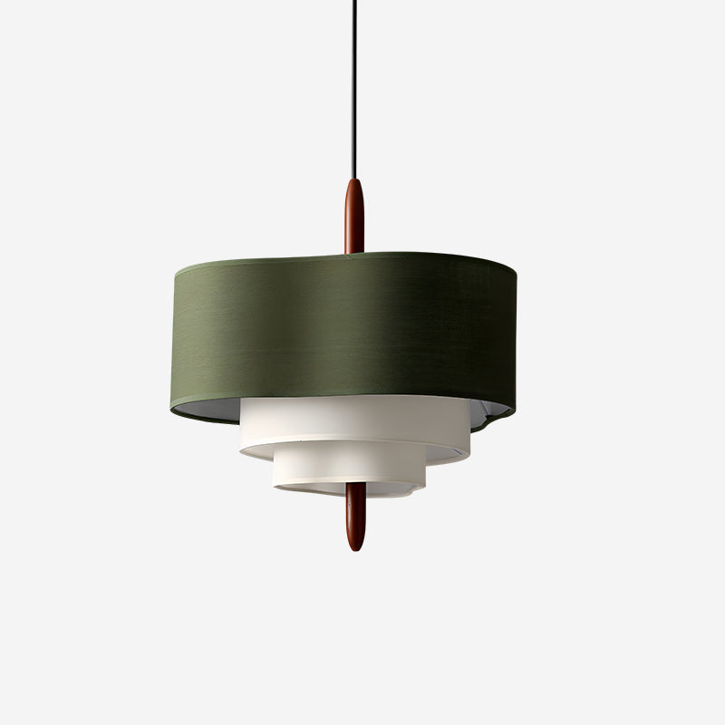 Elara Haus Pendant Lamp - Fabric Shade Kitchen Pendant Lighting Walnut Finish 1
