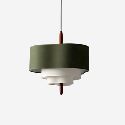 Elara Haus Pendant Lamp - Fabric Shade Kitchen Pendant Lighting Walnut Finish 1