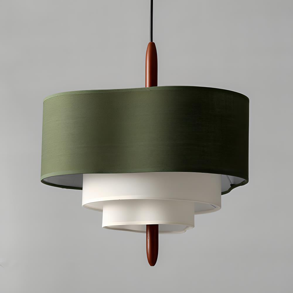 Elara Haus Pendant Lamp - Fabric Shade Kitchen Pendant Lighting Walnut Finish 7