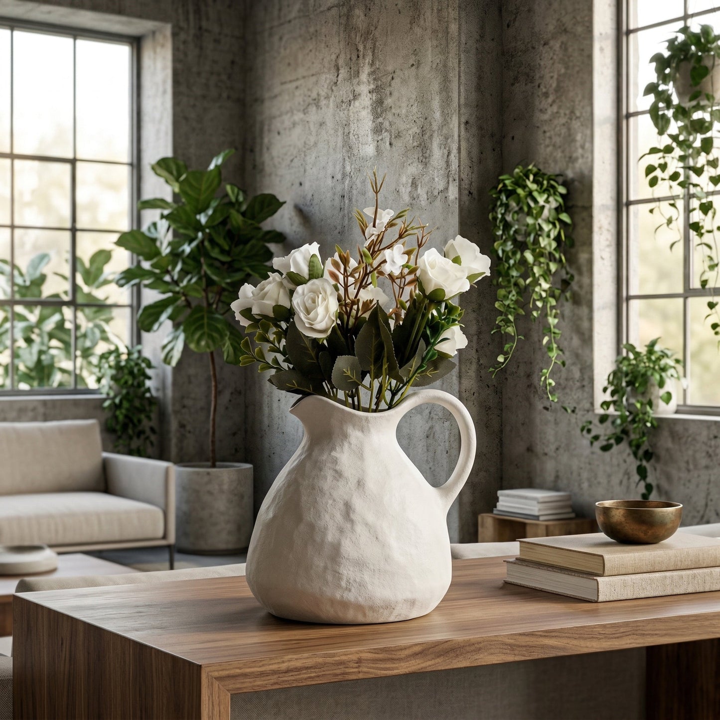 Elara Haus Pitcher Vessel – Artisanal Matte Ceramic
