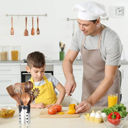 Elara Haus wooden kitchen utensils, 7-piece cooking set, durable and long-lasting.