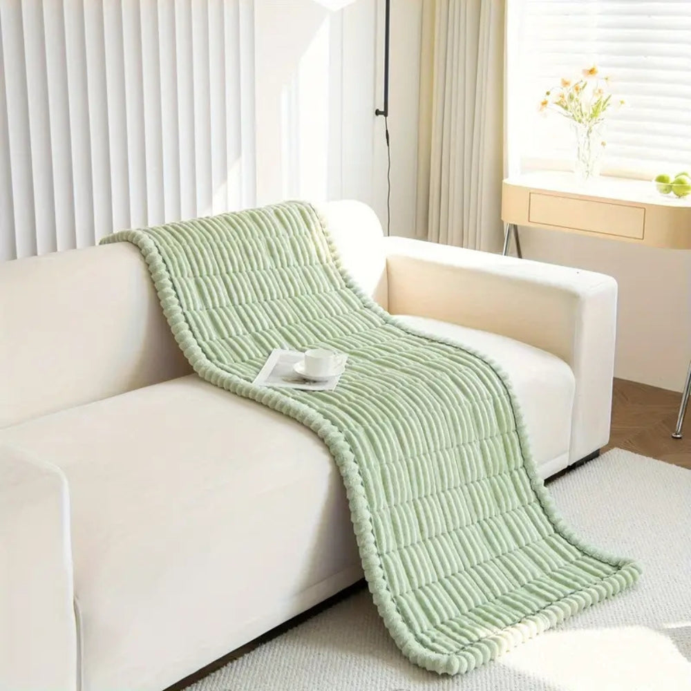 Elara Haus Ruffled Edge Couch Throw - Soft Plush Blanket