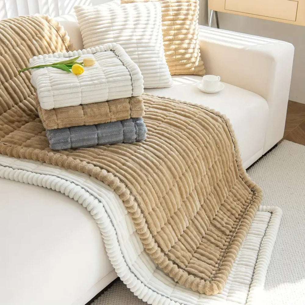 Elara Haus Ruffled Edge Couch Throw - Soft Plush Blanket