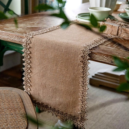 Burlap Charm Boho Table Runner 0